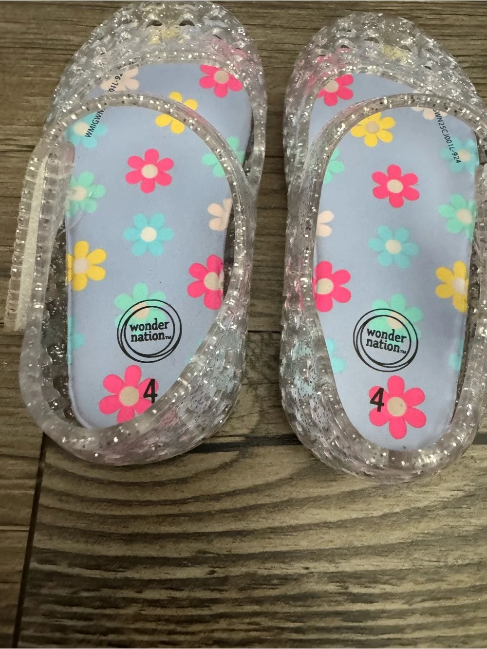 Girls Clear Glitter Jelly Mary Jane Shoes - Silver Sparkle